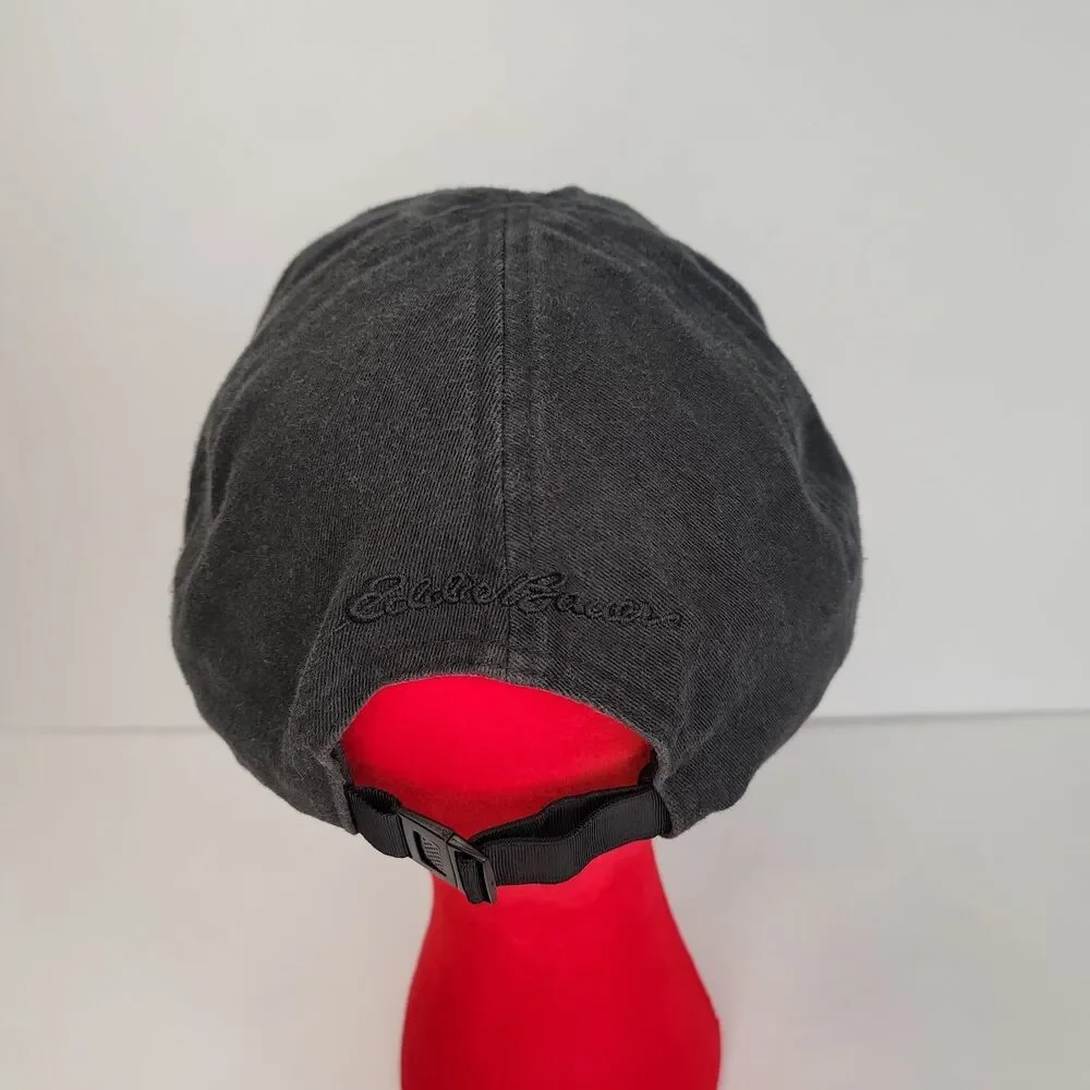 Eddie Bauer Strapback Dad Hat Black Canvas Adjustable Webbing Buckle Cap OSFA